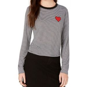 Carbon Copy Juniors HeartvEmbellished T-shirt , crew neck, long sleeves